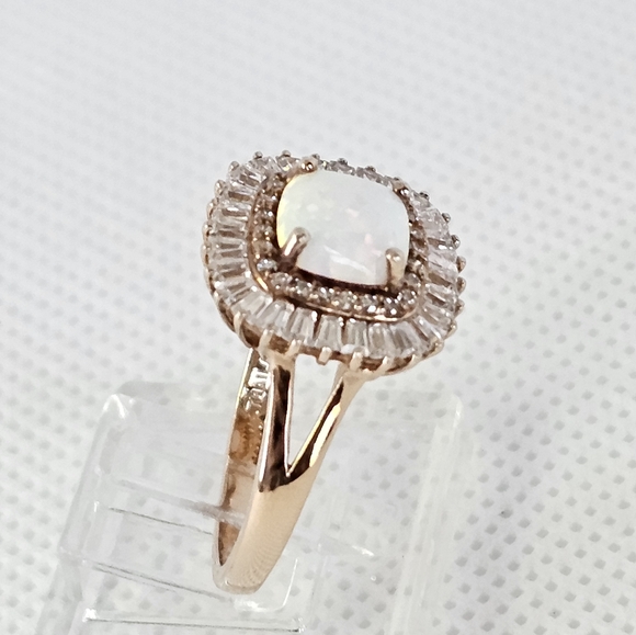 Diamonique Baquettes & Opal 18k Rose Gold over Sterling Silver 💍 Sz 8. - Picture 14 of 16